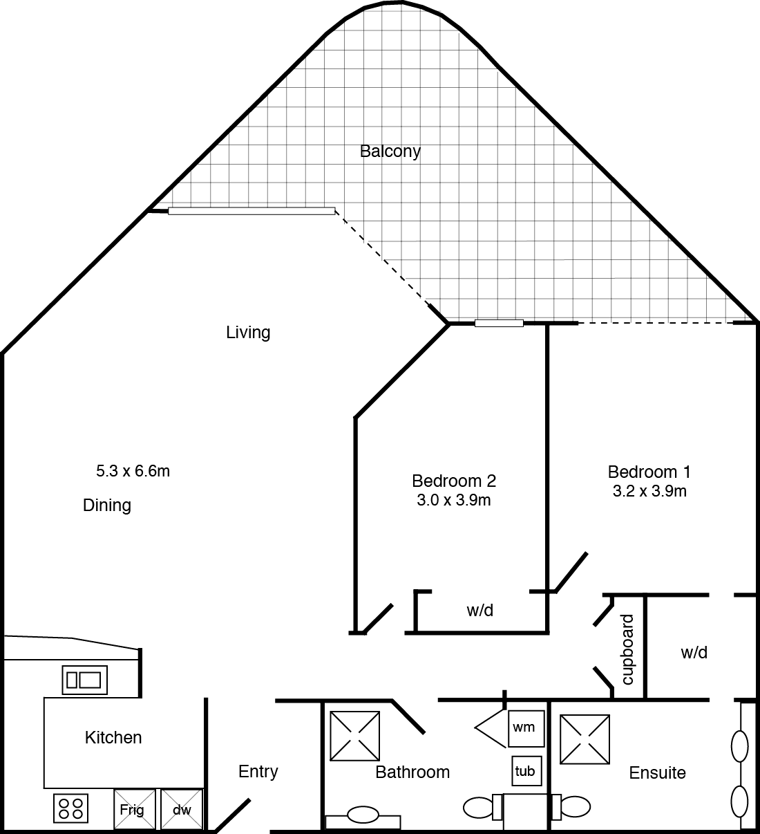 The Reef | Two Bedroom Excutive Apartment Floor Plan