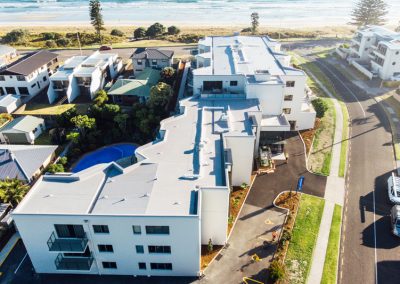 The Reef | Birds Eye View of the complex, pool & beach